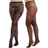 C&city İnce Büyük Beden 40 Opak 2'li Külotlu Çorap Kahve/Siyah - 3XL - 4XL
