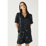 C&City Luna Touch Gömlek Şort 2'li Saten Pijama Takımı