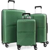 Ççs 5239 Polipropilen Kabin Orta ve Büyük Boy 3'lü Metalik Yeşil Valiz
