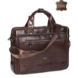ÇÇS 71473 Hakiki Deri Unisex Evrak Çantası Laptop Bölmeli Profesyonel İş Çantası Kahverengi