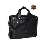 ÇÇS 71473 Hakiki Deri Unisex Evrak Çantası Laptop Bölmeli Profesyonel İş Çantası Siyah
