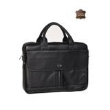ÇÇS 71476 Hakiki Deri Unisex Evrak Çantası Laptop Bölmeli Profesyonel İş Çantası Siyah