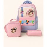 Ççs Ccs Kids Kız Çocuk Ilkokul 3'lü Okul Çantası Seti Beslenme Çantası Kalemlik Pembe Mavi Ortopedik