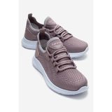 CCWAY AYAKKABI Yan Çizgili Triko Kadın Spor Ayakkabı LİLA BEYAZ
