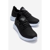 CCWAY AYAKKABI Yan Çizgili Triko Kadın Spor Ayakkabı SİYAH BEYAZ