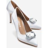 Ccway Elmas Taşlı Kadın Stiletto Ayakkabı Gümüş