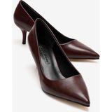 Ccway Kadın Sivri Burunlu Stiletto Bordo Kırışık