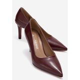 Ccway Kadın Stiletto Ayakkabı Bordo Kırışık