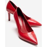 Ccway Kadın Stiletto Ayakkabı Kırmızı Kırışık