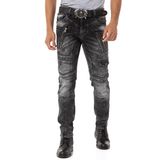 CD844 Motorcu Tarzında Fermuarlı Erkek Jean Pantolon - Mavi - 40 - 34