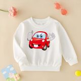 Cda Premium Gülen Kırmızı Araba Unisex Çocuk Sweatshirt - 001-Beyaz - 7 - 8 Yaş
