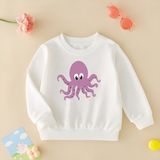 Cda Premium Mor Ahtapotçuk Unisex Çocuk Sweatshirt - 001-Beyaz - 3 - 4 Yaş