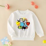 Cda Premium Renkli Geometri Unisex Çocuk Sweatshirt - 001-Beyaz - 3 - 4 Yaş