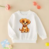 Cda Premium Şirin Köpek Unisex Çocuk Sweatshirt - 001-Beyaz - 7 - 8 Yaş
