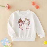 Cda Premium Unicorn ve Kız Unisex Çocuk Sweatshirt - 001-Beyaz - 1 - 2 Yaş