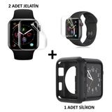 Cda Store Watch Series 3 Gps 38Mm Uyumlu 2 Adet Seffaf Koruyucu Nano Jelatin+Silikon Kilif