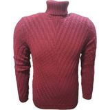 Ce-Ce 1014 Erkek Basic Desenli Tam Balıkçı Boğazlı Kazak - Bordo - 2XL