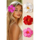 C&E Design Kadın 3'lü Aloha Hibiskus Çiçeği Pens Yazlık Toka Seti