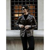 Ce-Yıl Deri Ürünleri Erkek Deri Trençkot Kruvaze Yaka Organik Malzeme ile Yeni Sezon Trend - 4XL