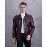 CE-YIL Erkek Hakiki Deri Ceket - 4XL - Bordo