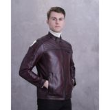 CE-YIL Erkek Hakiki Deri Spor Mont - 5XL - Bordo