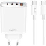 CE23 Çoklu Hızlı Şarj Adaptörü|4 Cihaza Kadar Şarj|1 Type-C Kablo|3 Type-C 1 USB-A|65W Max Power - Beyaz