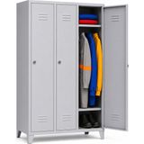 Ceasan 3 Kapılı Ekonomik Çelik Soyunma Dolabı 97X36X185 cm Gri (Ral 7035)
