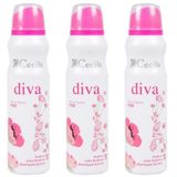 Cecile Diva 3x150 ml Kadın Deodorant