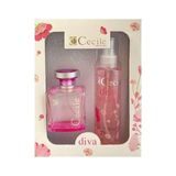 Cecile Kadın Parfüm Deodorant Seti Diva EDT 100 ml ve Body Mist Hediyeli Şık Kutuda