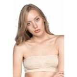 Cecimer 1 Beden Küçülten 4002 Seamless Straplez Büstiyer, Beyaz, S