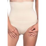 Cecimer 1 Beden Küçülten Kadın Bej Çift Kat Dikişsiz Korse, Bej, 2XL