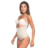 Cecimer 1 Beden Küçülten Kadın Ten Göğsü Açık Desenli Slip Boy Korse, Bej, 2XL