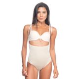 Cecimer 1 Beden Küçülten Kadın Ten Göğsü Açık Desenli Slip Boy Korsesi 2073, Bej, 2XL