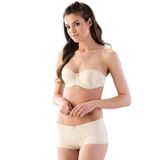 Cecimer 1 Beden Küçülten Kadın Ten Lazer Kesim Boxer Korse, Bej, L