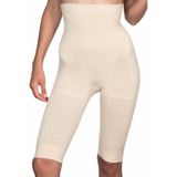 Cecimer 1 Beden Küçülten Kadın Ten Rengi Dikişsiz Uzun Paçalı Duble Boxer Korse, Bej, 2XL