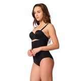 Cecimer 1 Beden Küçülten Kadın Yelek Agraflı Lazer Kesim Slip Korse, Siyah, 2XL