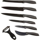 Cecotec Cuchillos Titanium 7 Parça Profesyonel Mutfak Bıçak Seti Seramik Kaplama Paslanmaz Çelik - Siyah - Standart