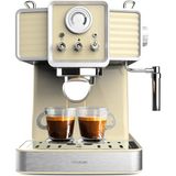 Cecotec Express Kahve Makinesi Power Espresso 20 Tradizionale Açık Sarı. 1350 W, Espresso ve Cappuccino, 20 Bar ve Termoblok, Buhar Başlığı, Manometre, Vintage Tasarım, 1,5 Litre Kapasite.