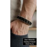 Cedric Steelstitch Kahverengi Deri Metal Boncuk Detaylı Erkek Bileklik