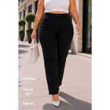 Cedy Denim Cedy Denım - Kadın Büyük Beden Boru Paça Yüksek Bel Regular Fit Likralı Pantolon C626 - 0-Siyah - -- - 48