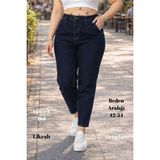 Cedy Denim Cedy Denım Kadın Büyük Beden Pileli Mom Jean Pantolon C600 Yüksek Bel Likralı Günlük Stil - Lacivert - 48