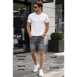 CEDY DENIM Erkek Slim Fit Jean Şort Likralı Dar Kesim Kot Şort C342- Makedon