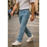 Cedy Denım Erkek Yüksel Bel Bol Kesim Boru Paça Kot Pantolon Reguler Fit Jean C336 - 30 / 32 - Buz - Mavi