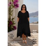 CEDY DENIM - Güpür Detaylı Viskon Kumaş Bohem Stil Günlük ve Plaj Elbisesi O3047- Siyah