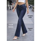 Cedy Denım Kadın 5 Cep Düşük Bel Ispanyol Paça Skinnyfit Esnek Jean Pantolon C619 - 32 - 00 Lacivert