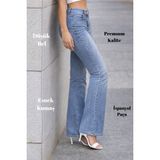 CEDY DENIM Kadın 5 Cep Düşük Bel İspanyol Paça SkinnyFit Esnek Jean Pantolon C619 Açık Mavi 32