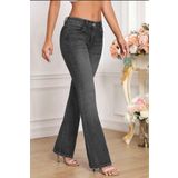 CEDY DENIM Kadın 5 Cep Düşük Bel İspanyol Paça SkinnyFit Esnek Jean Pantolon C619 Antrasit 27