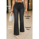 CEDY DENIM Kadın 5 Cep Düşük Bel İspanyol Paça SkinnyFit Esnek Jean Pantolon C619 Antrasit 31