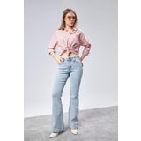 CEDY DENIM Kadın 5 Cep Düşük Bel İspanyol Paça SkinnyFit Esnek Jean Pantolon C619 Kar Yıkama 29
