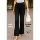 CEDY DENIM Kadın 5 Cep Düşük Bel İspanyol Paça SkinnyFit Esnek Jean Pantolon C619 Siyah 29